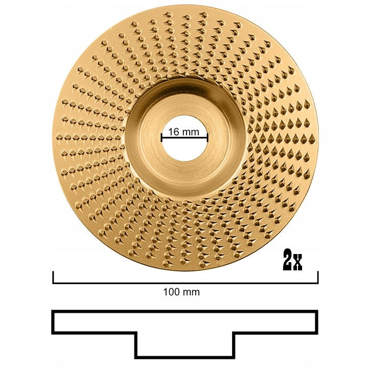 Set 4 discuri pentru prelucrarea lemnului, Zola, model 2 x plate, 1x concav si 1 x conic, diametru disc 100 mm, 15000 rpm, diametrul orificiilor discurilor16 mm, auriu Set 4 discuri pentru prelucrarea lemnului, Zola, model 2 x plate, 1x concav si 1 x conic, diametru disc 100 mm, 15000 rpm, diametrul orificiilor discurilor16 mm, auriu